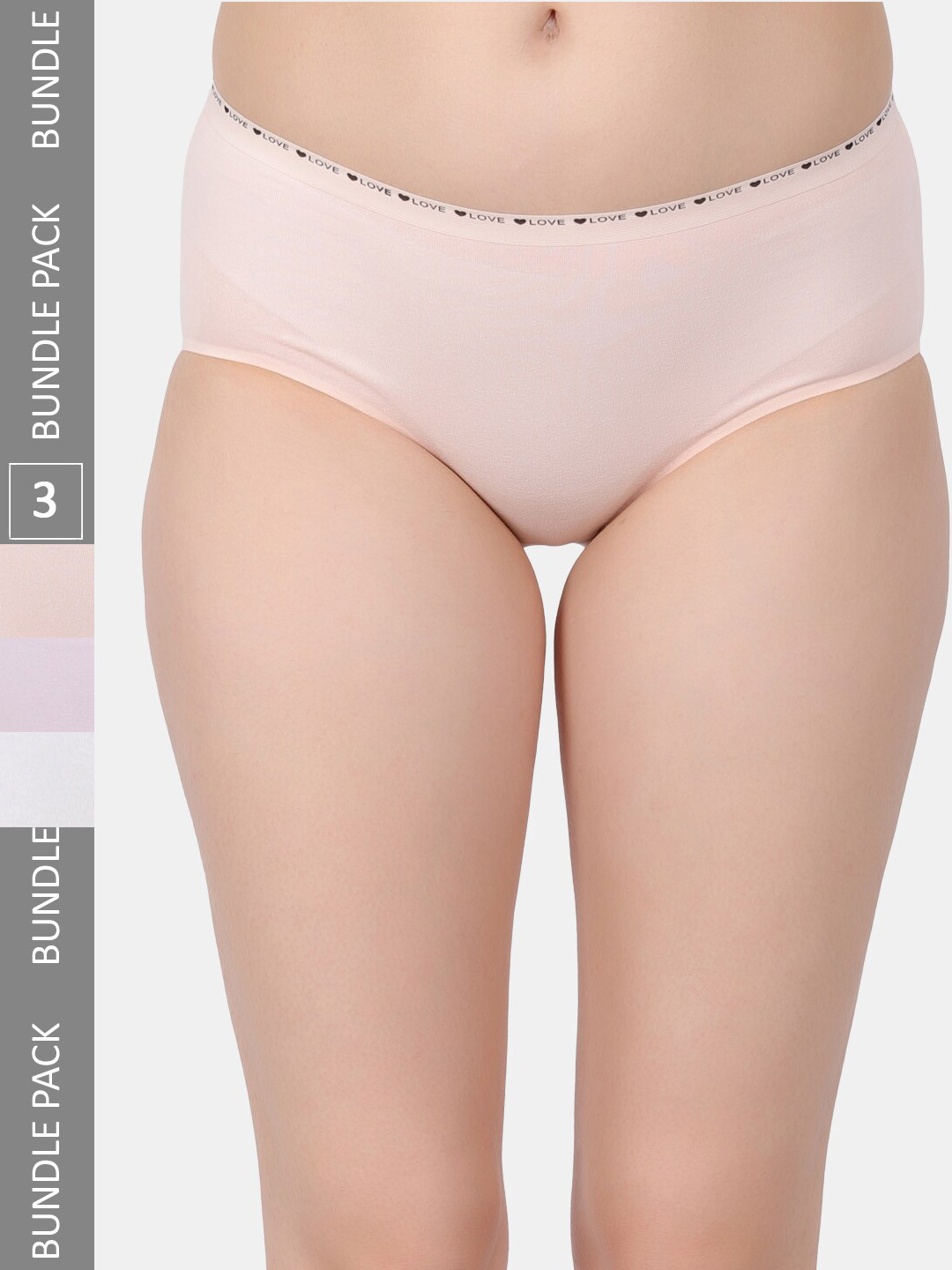 

Amour Secret Pack Of 3 Mid Rise Hipster Briefs, Peach