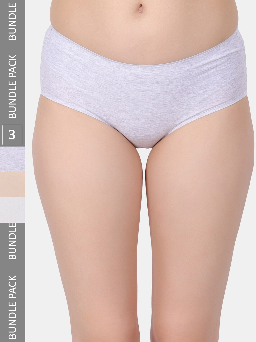 

Amour Secret Pack Of 3 Mid Rise Hipster Briefs, Grey
