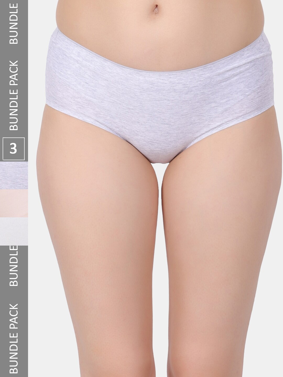 

Amour Secret Pack Of 3 Mid Rise Hipster Briefs, Grey