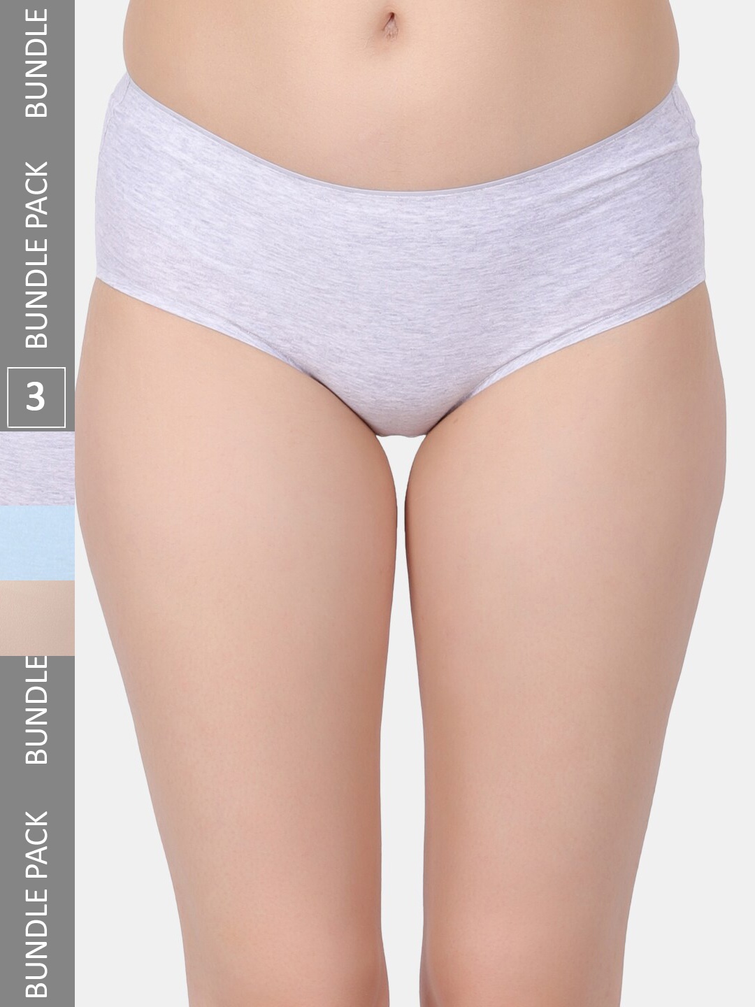 

Amour Secret Pack Of 3 Mid-Rise Hipster Briefs, Grey