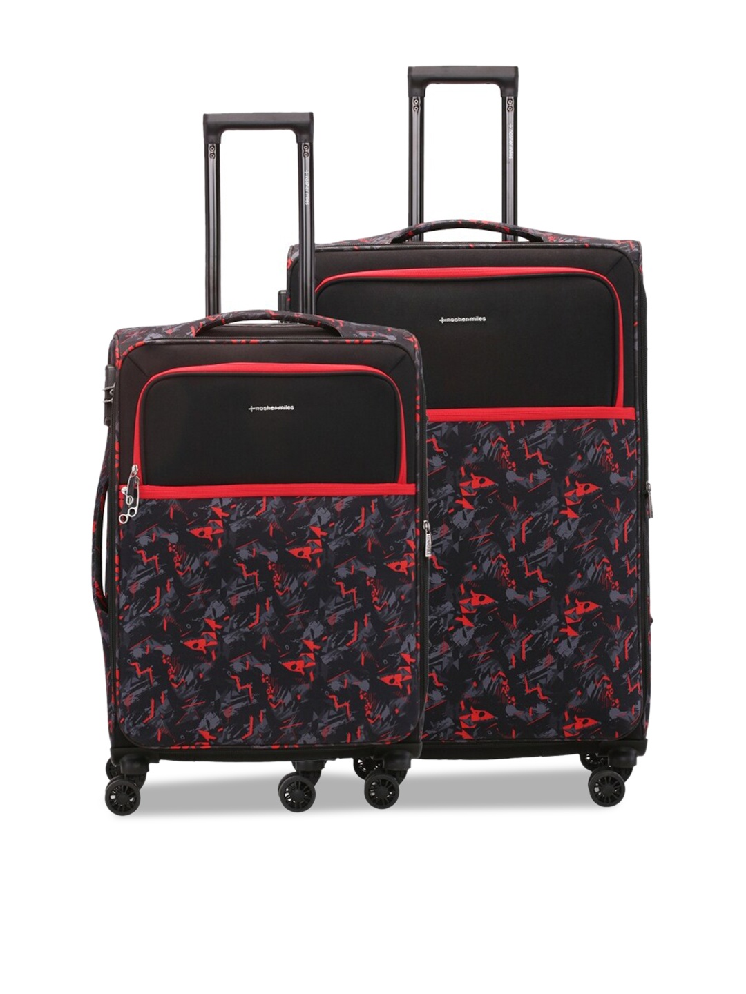 

Nasher Miles Unisex Set Of 2 Printed Soft-Sided Medium & Large Trolley Suitcase, Black