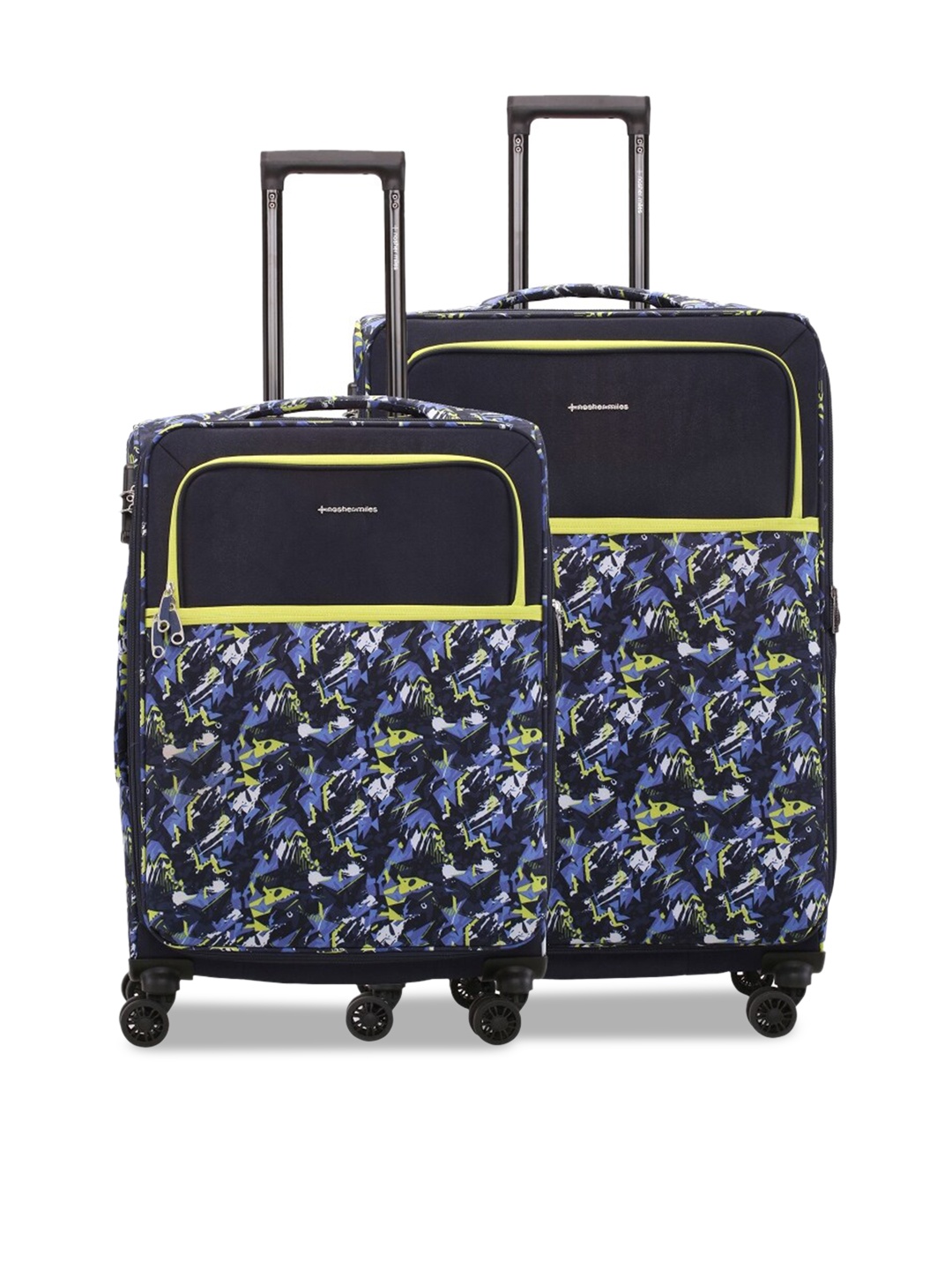 

Nasher Miles Unisex Set Of 2 Water Resistant Printed Soft-Sided Trolley Suitcase, Navy blue