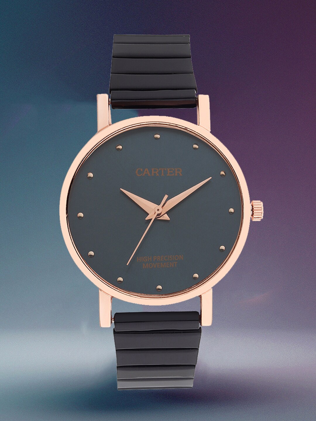 

Sandy D Carter Women Brass Dial & Bracelet Style Straps Analogue Watch SD-Carter-52-RG-BL, Rose gold
