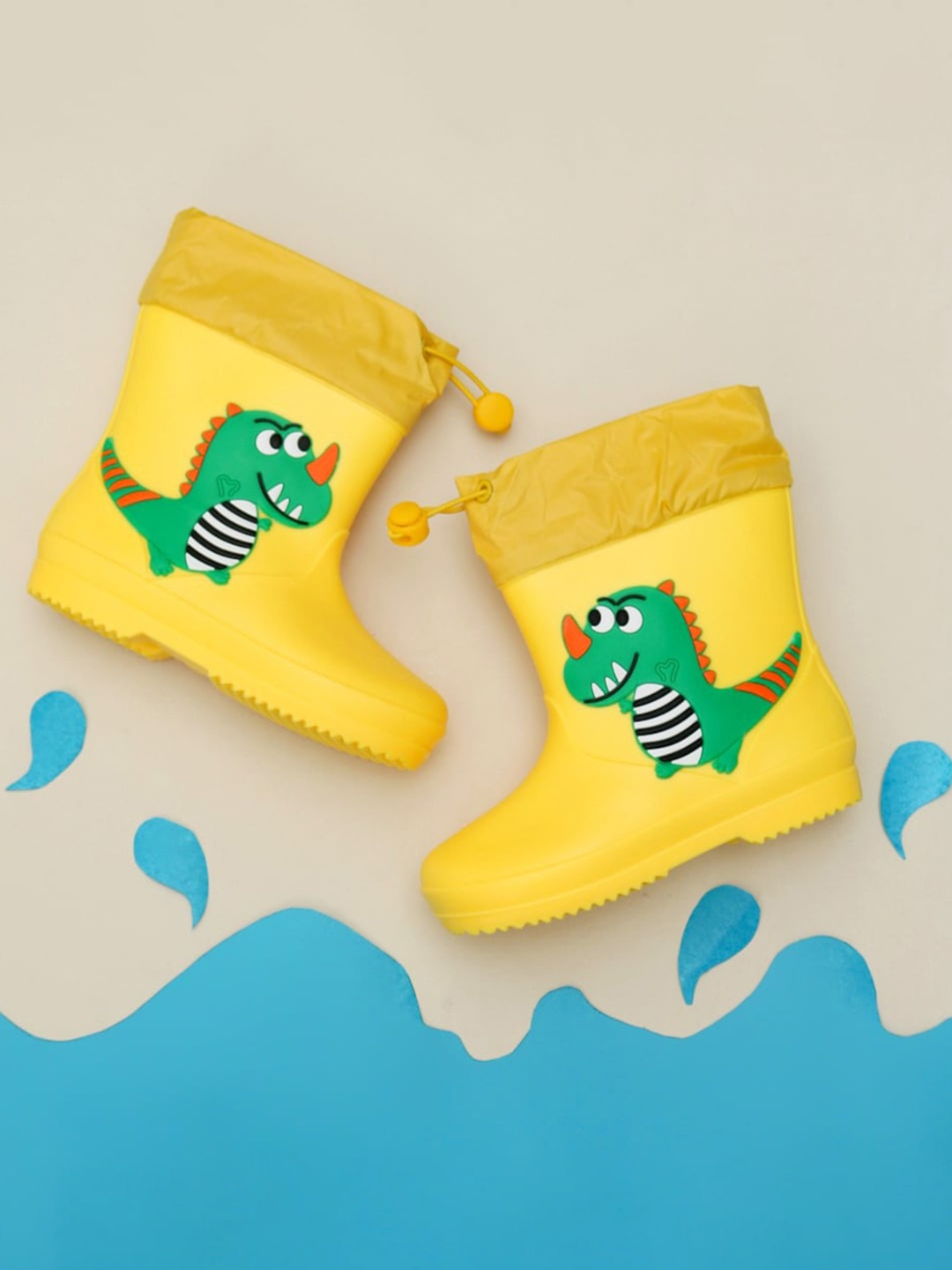 

Yellow Bee Boys Dino Applique Rain Boots