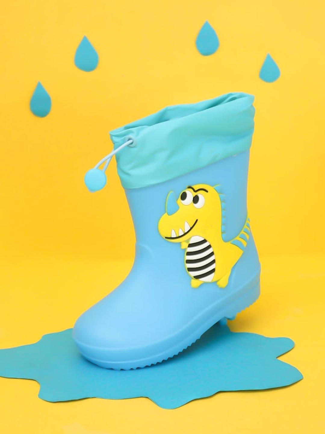 

Yellow Bee Kids Printed Rain Gumboots, Blue