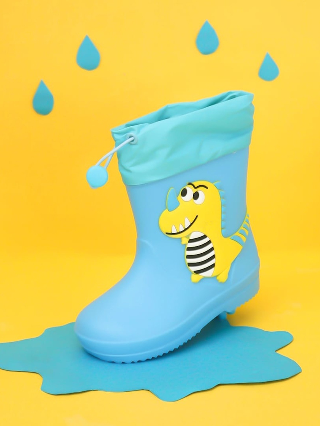 

Yellow Bee Kids Printed Rain Gumboots, Blue