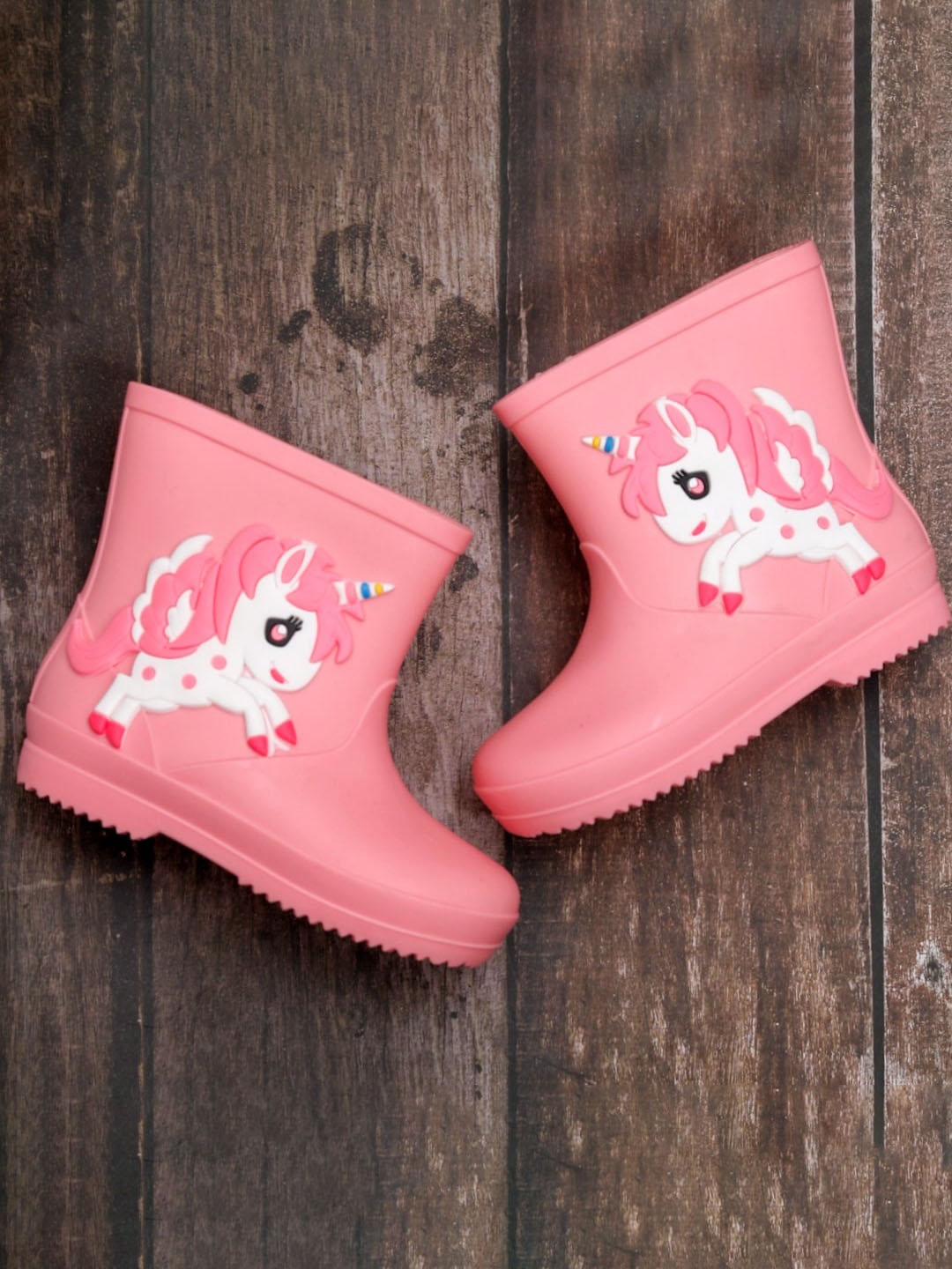 

Yellow Bee Girls Unicorn Applique Mid Top Rain Boots, Pink