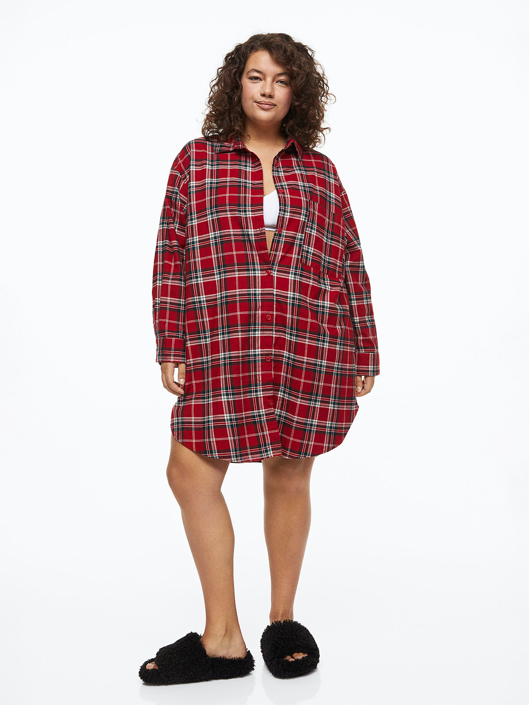 

H&M Women Flannel Nightshirt, Red