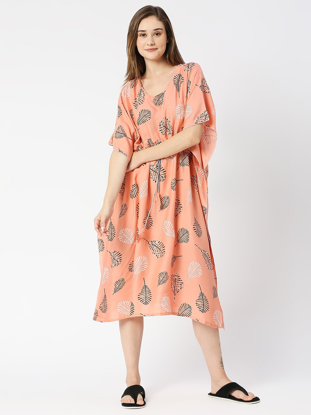 

Pretty Awesome Floral Printed Maternity Nightdress, Orange