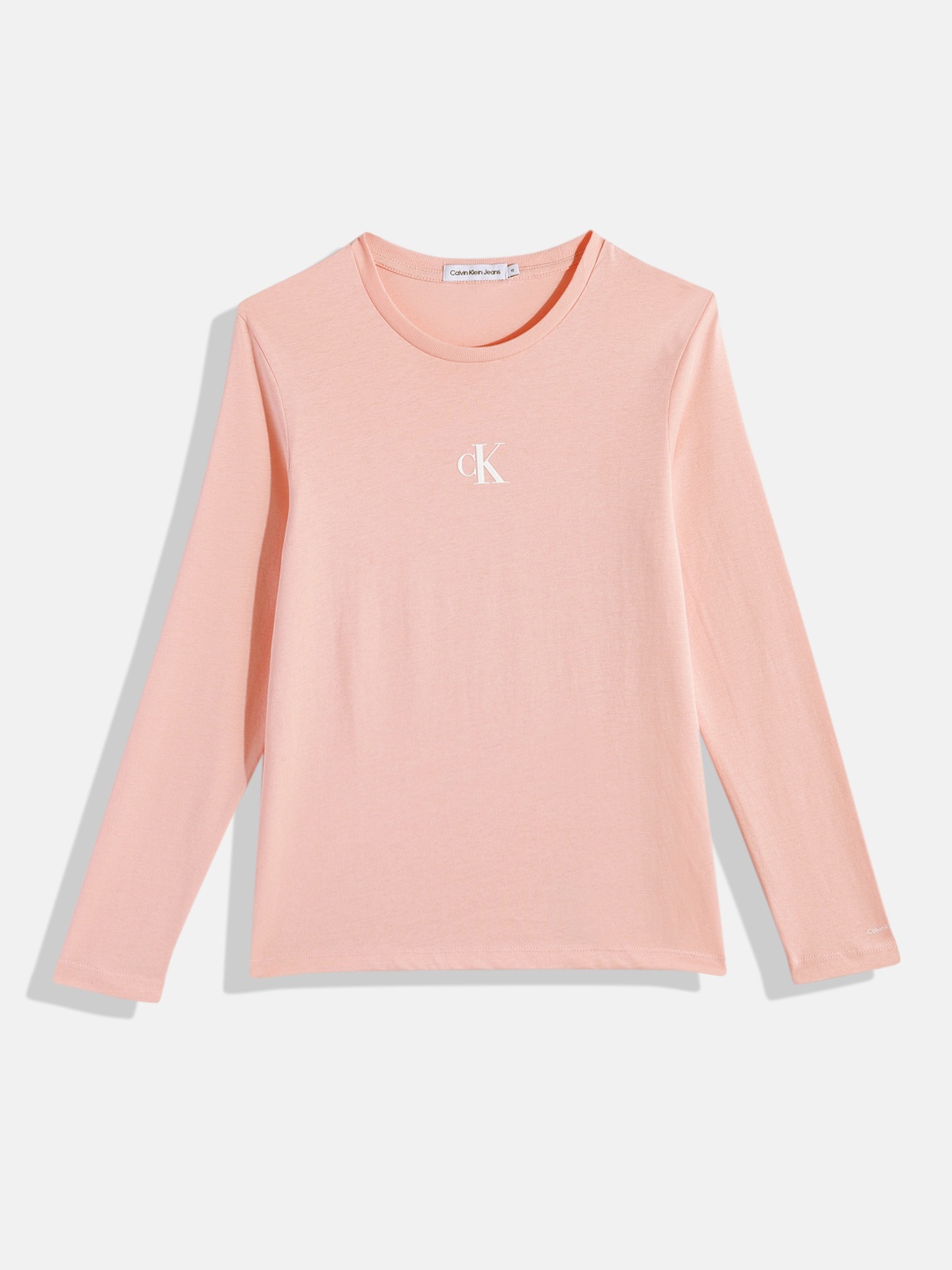 

Calvin Klein Jeans Girls Pink Brand Logo Printed T-shirt