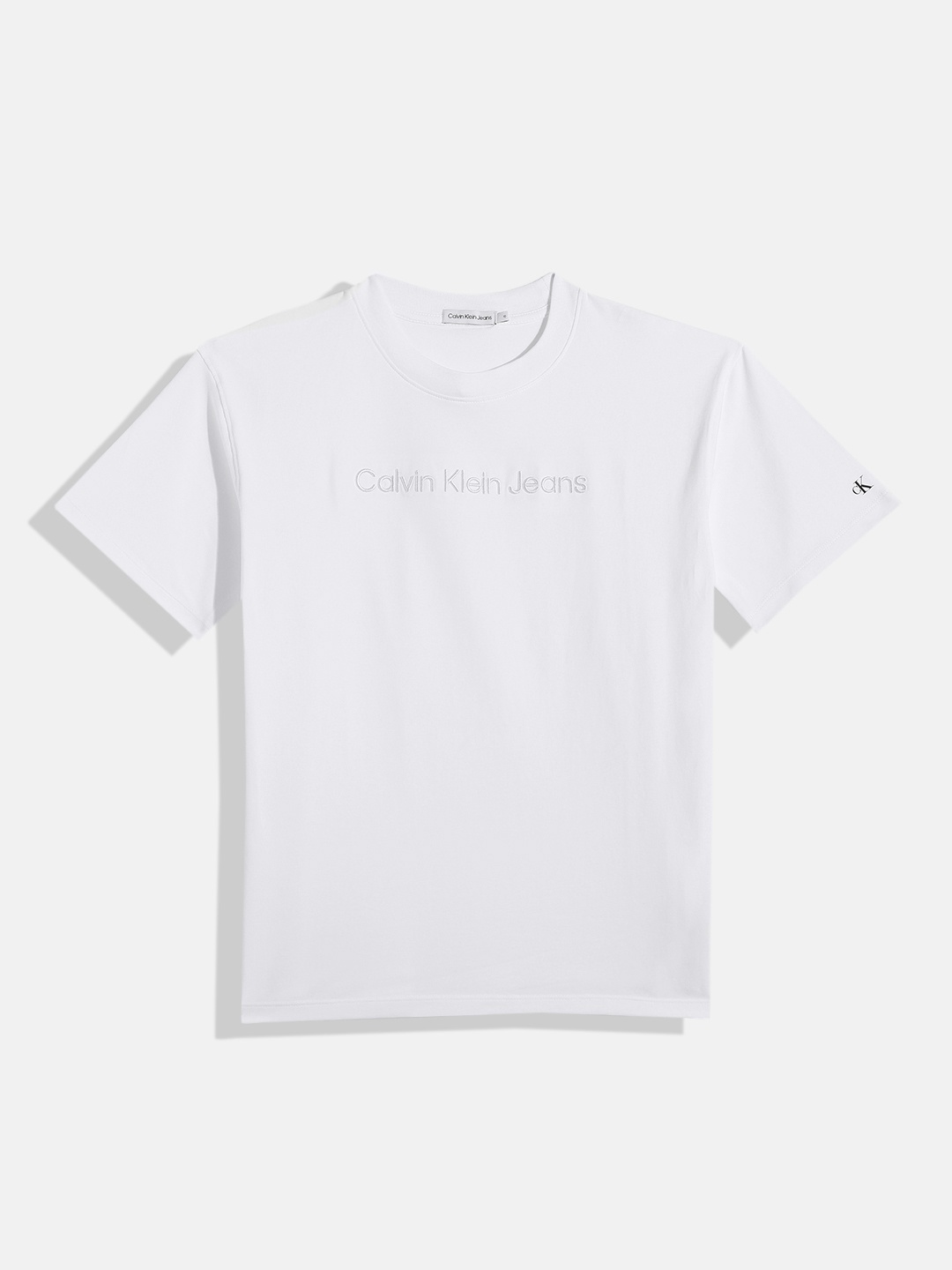 

Calvin Klein Jeans Boys Brand Logo Embroidered T-shirt, White