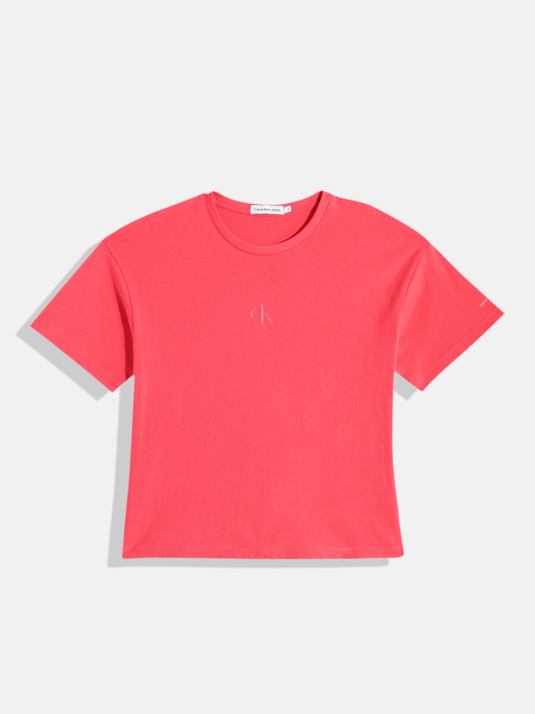 

Calvin Klein Jeans Girls Brand Logo Printed Pure Cotton T-shirt, Coral