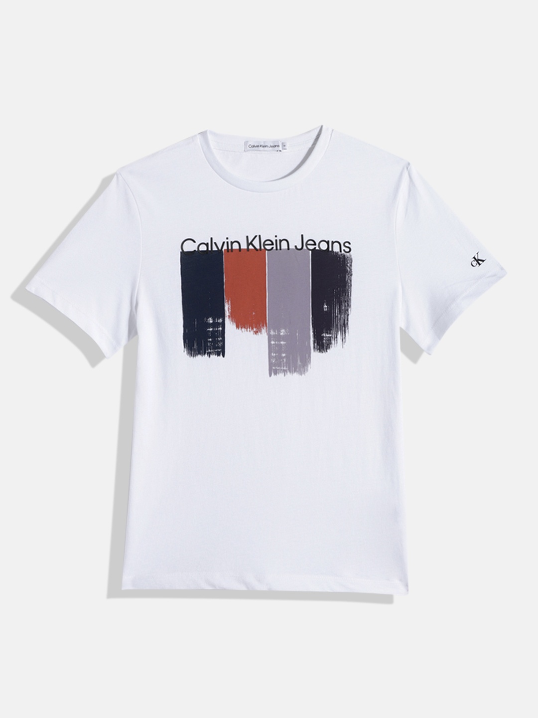 

Calvin Klein Jeans Boys Printed Pure Cotton T-shirt, White