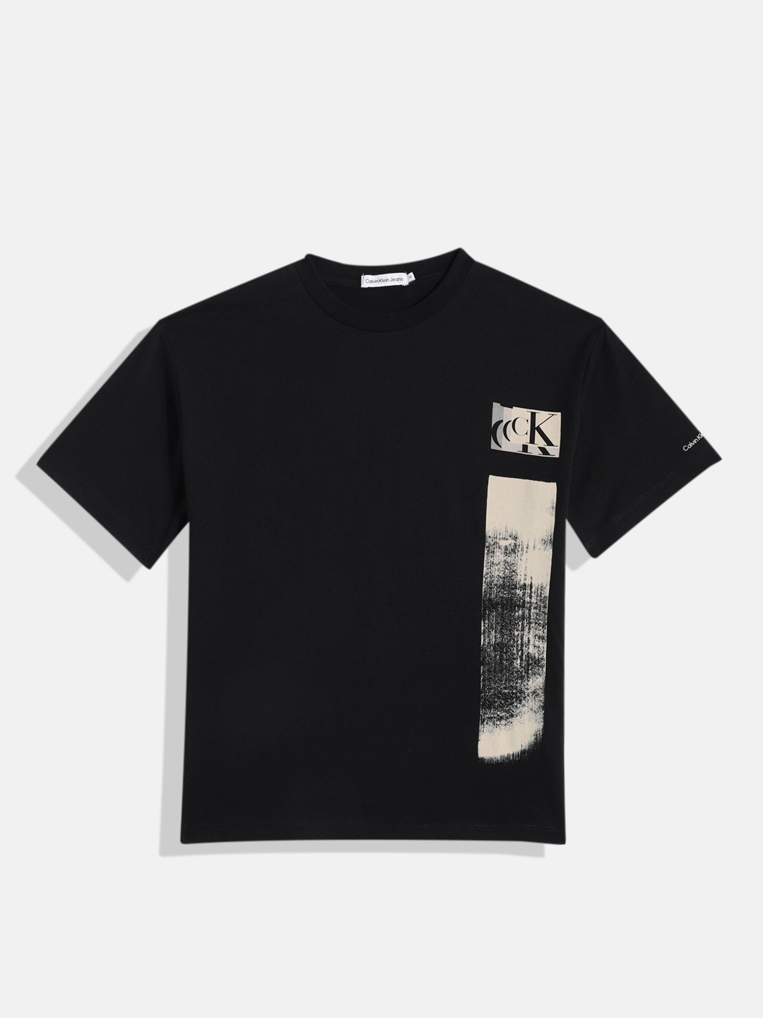 

Calvin Klein Jeans Boys Printed Pure Cotton T-shirt, Black