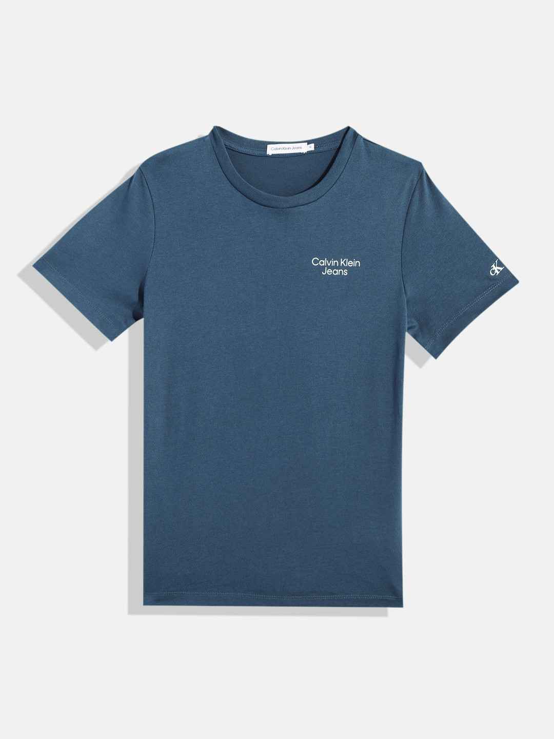 

Calvin Klein Jeans Boys Brand Logo Printed Pure Cotton T-shirt, Blue