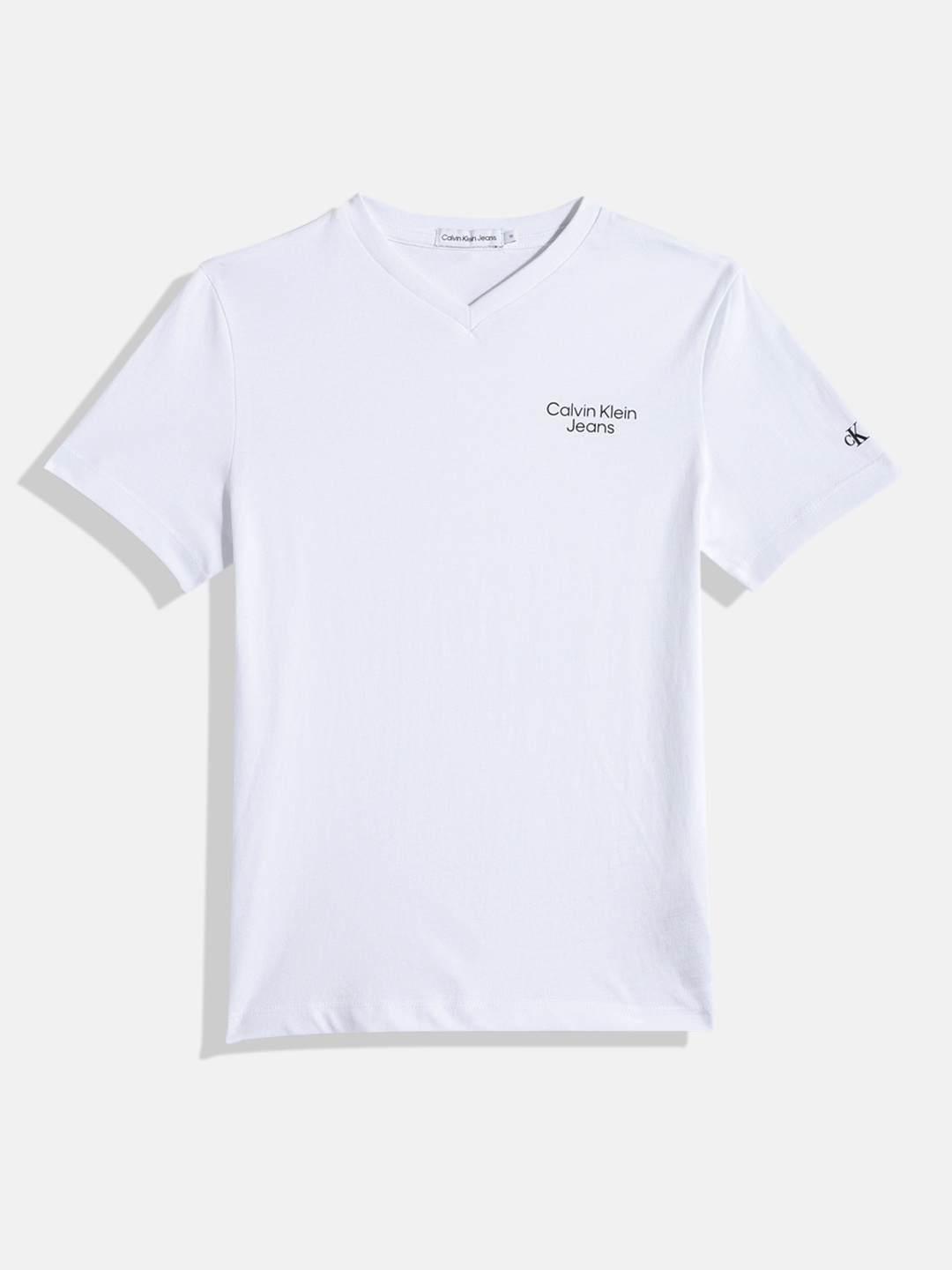 

Calvin Klein Jeans Boys Solid Pure Cotton V-Neck T-shirt, White