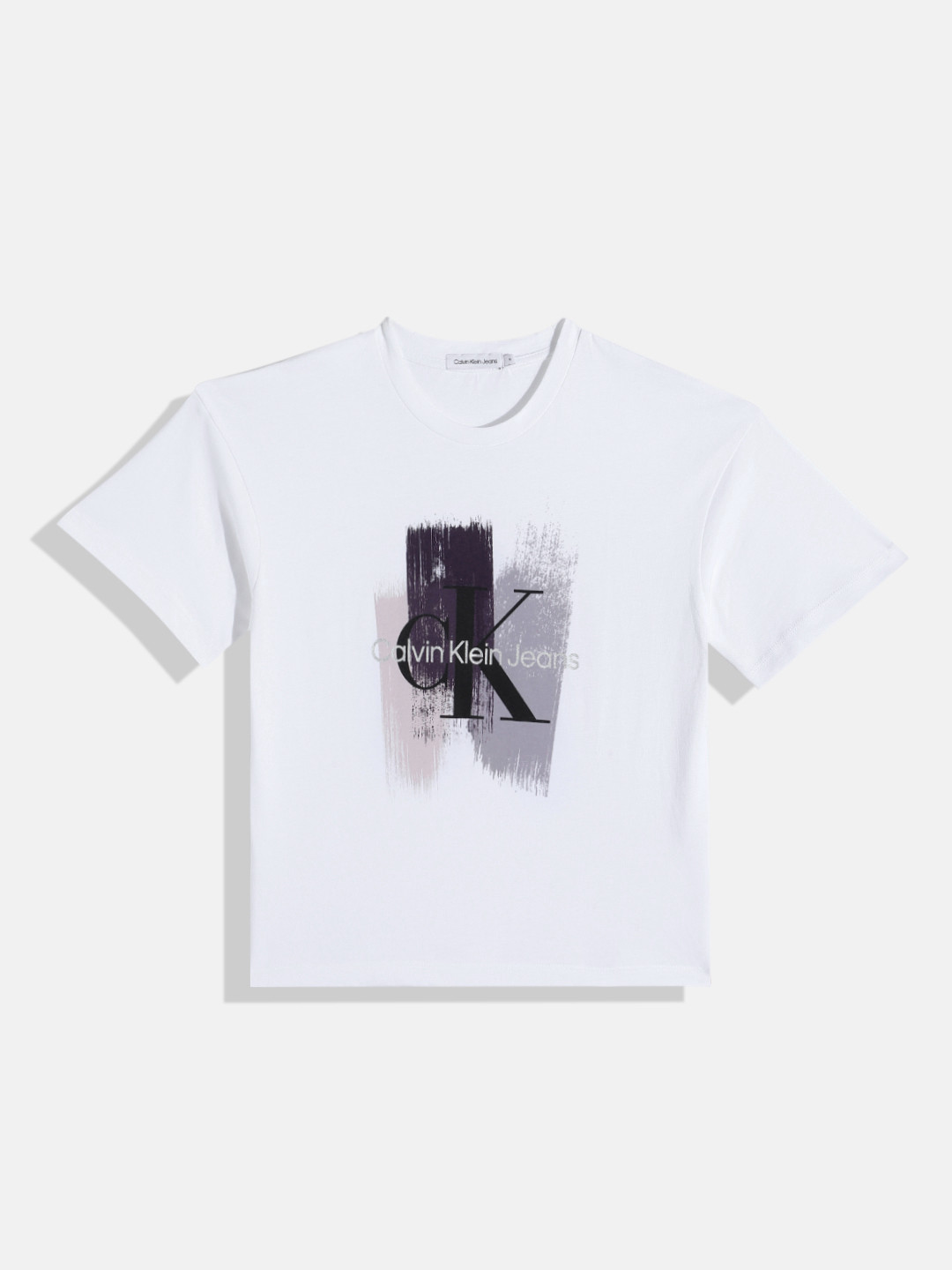 

Calvin Klein Jeans Girls Printed Pure Cotton T-shirt, White