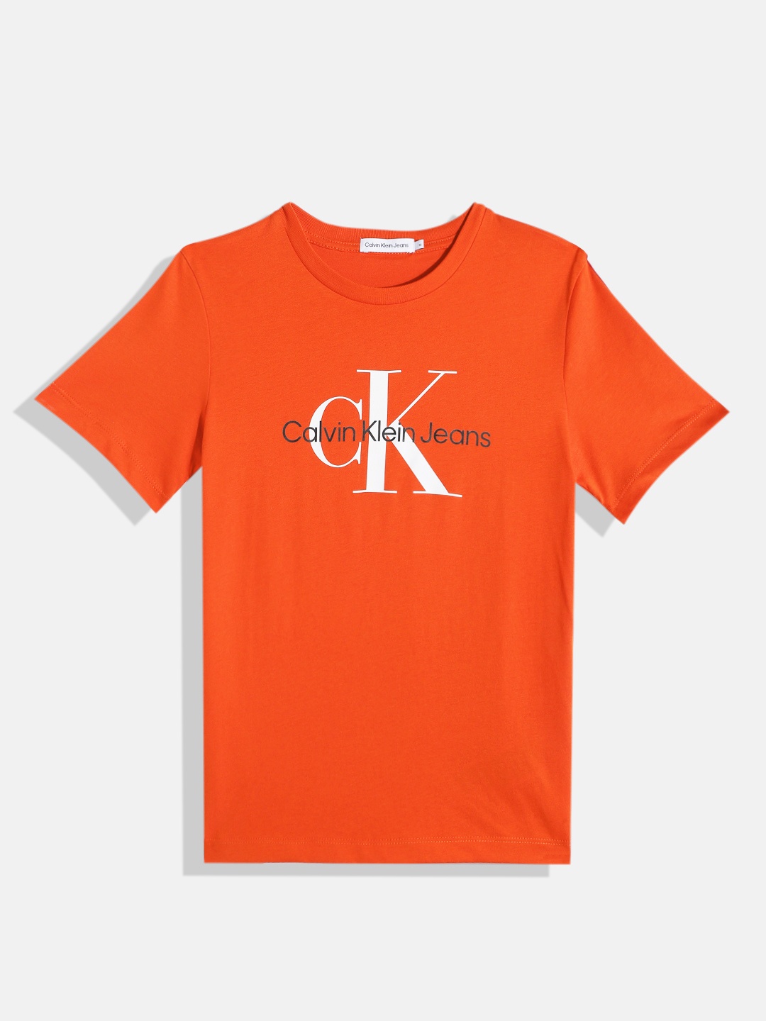 

Calvin Klein Jeans Kids Brand Logo Printed Pure Cotton T-shirt, Orange