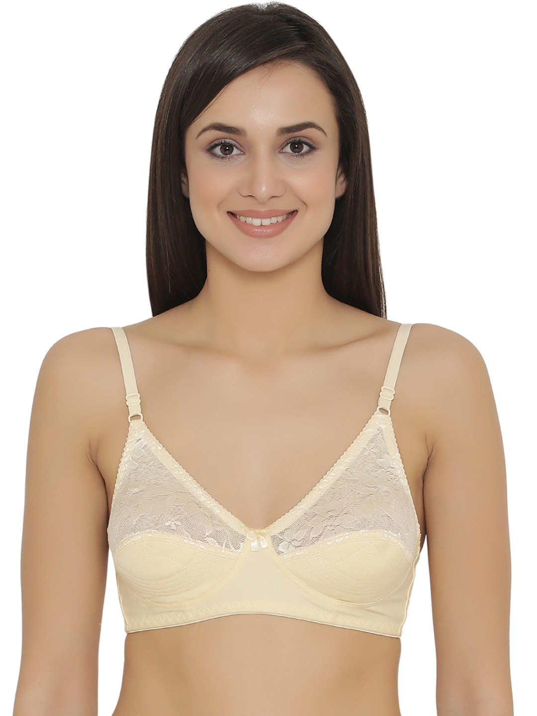 

Clovia Lace Non-Padded Non-Wired Sexy Bra, Beige