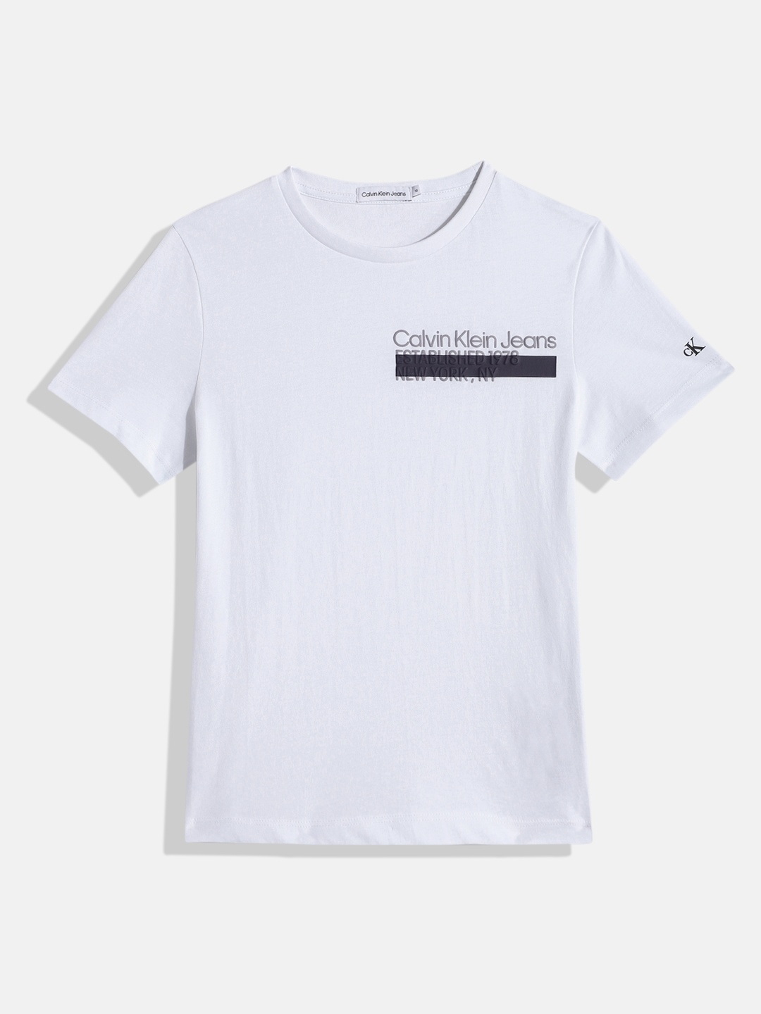 

Calvin Klein Jeans Boys Brand Logo Printed Pure Cotton T-shirt, White