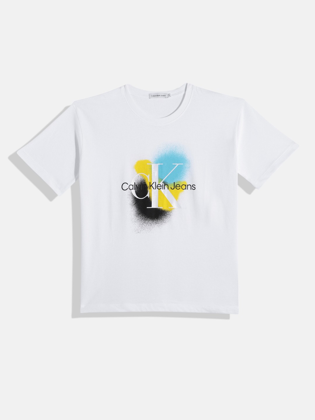 

Calvin Klein Jeans Kids Brand Logo Spray Printed Pure Cotton T-shirt, White