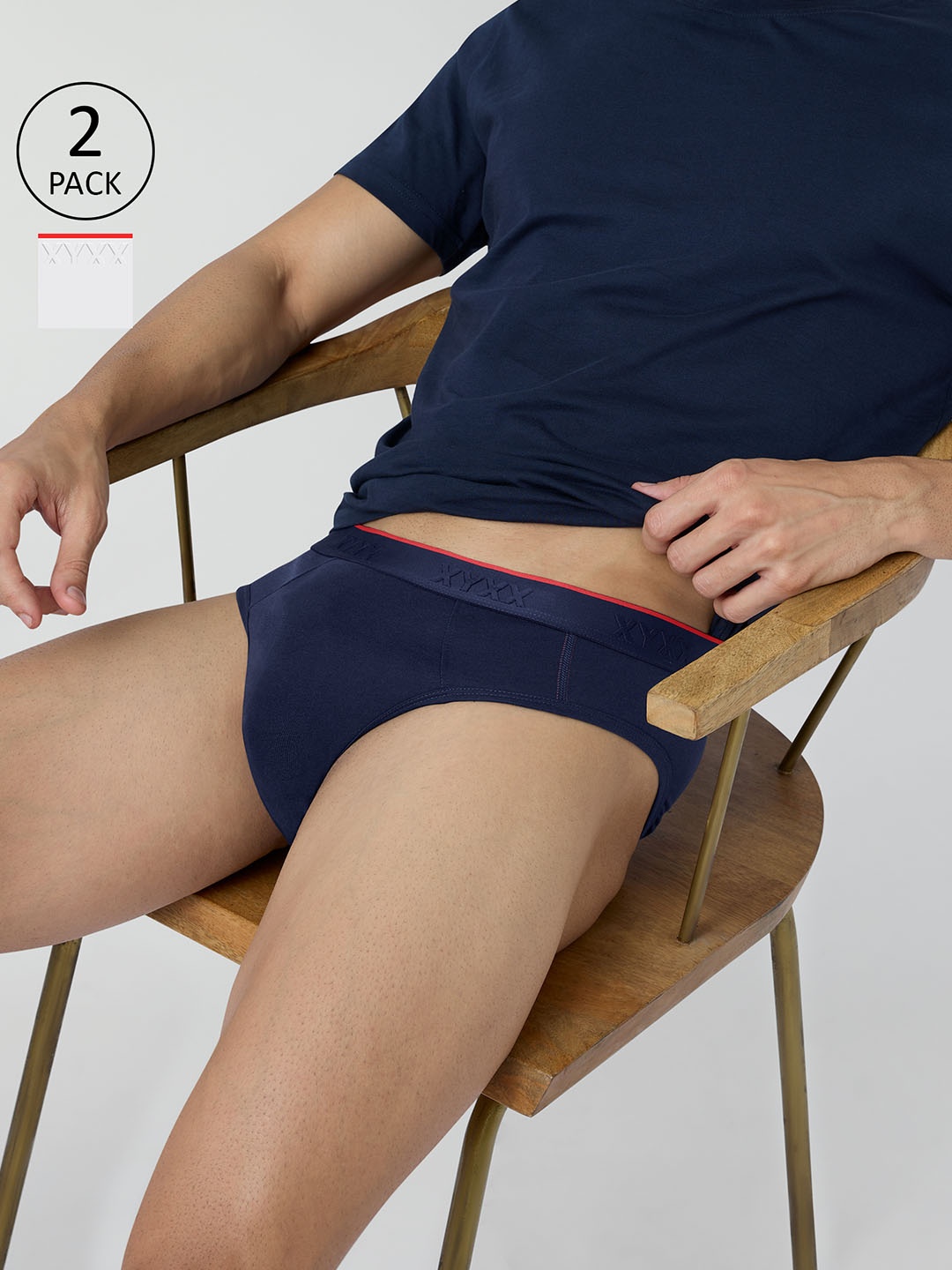 

XYXX Men Pack Of 2 Anti Microbial Cotton Basic Briefs XYBRF2PCKN650, Blue