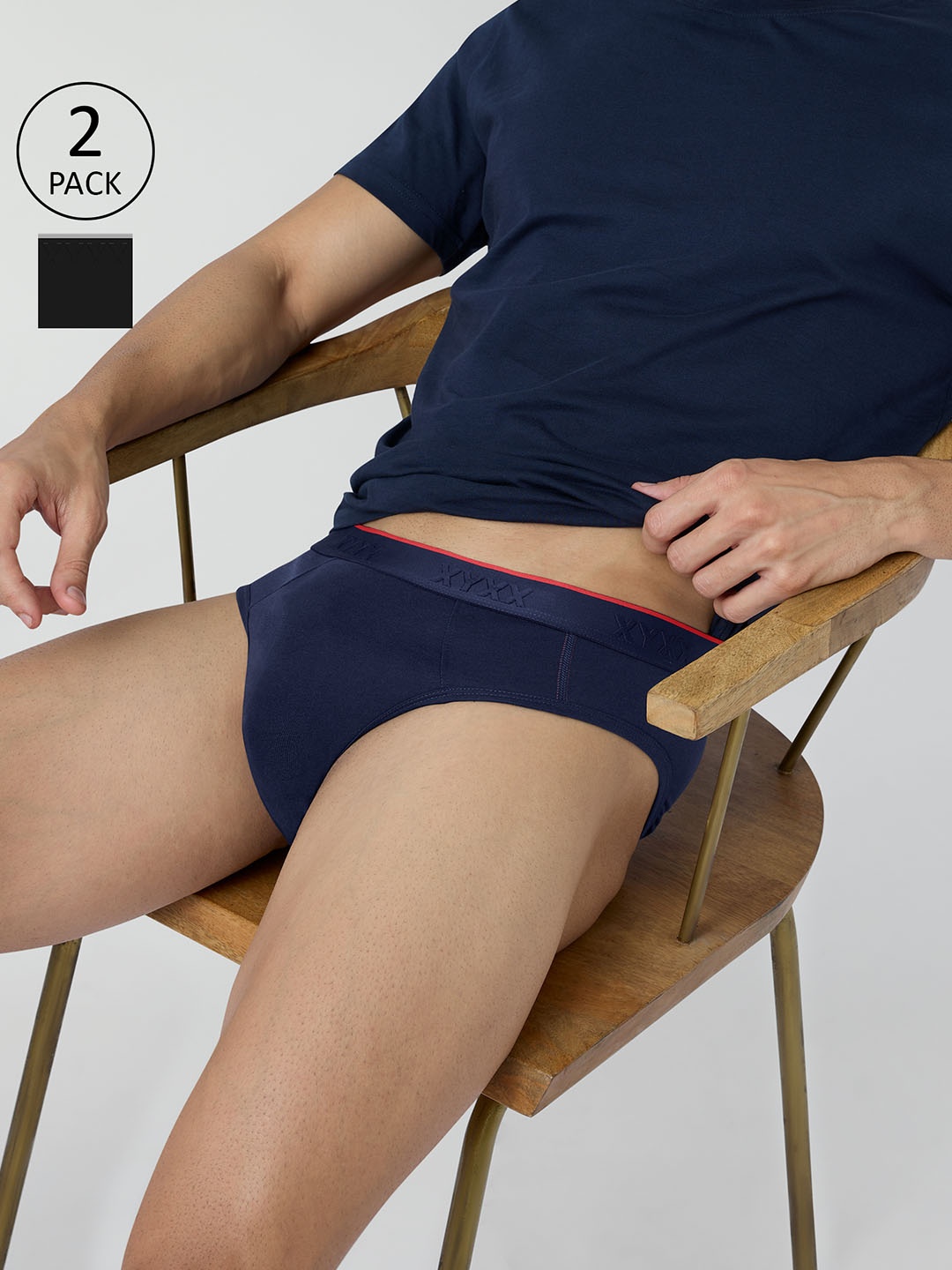 

XYXX Men Pack Of 2 Cotton Antimicrobial Hipster Briefs XYBRF2PCKN657, Black