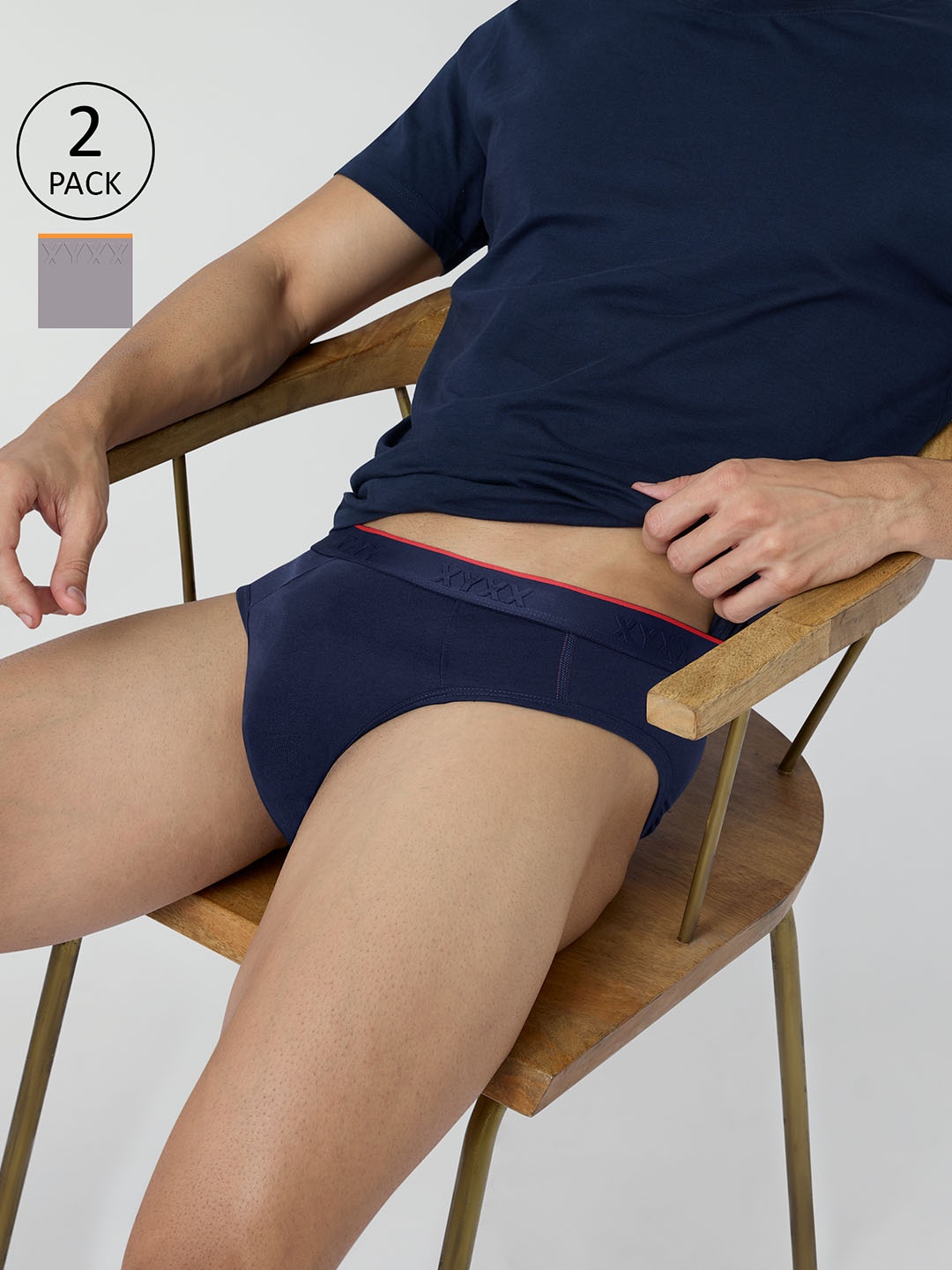 

XYXX Men Pack Of 2 Cotton Basic Briefs XYBRF2PCKN654, Blue