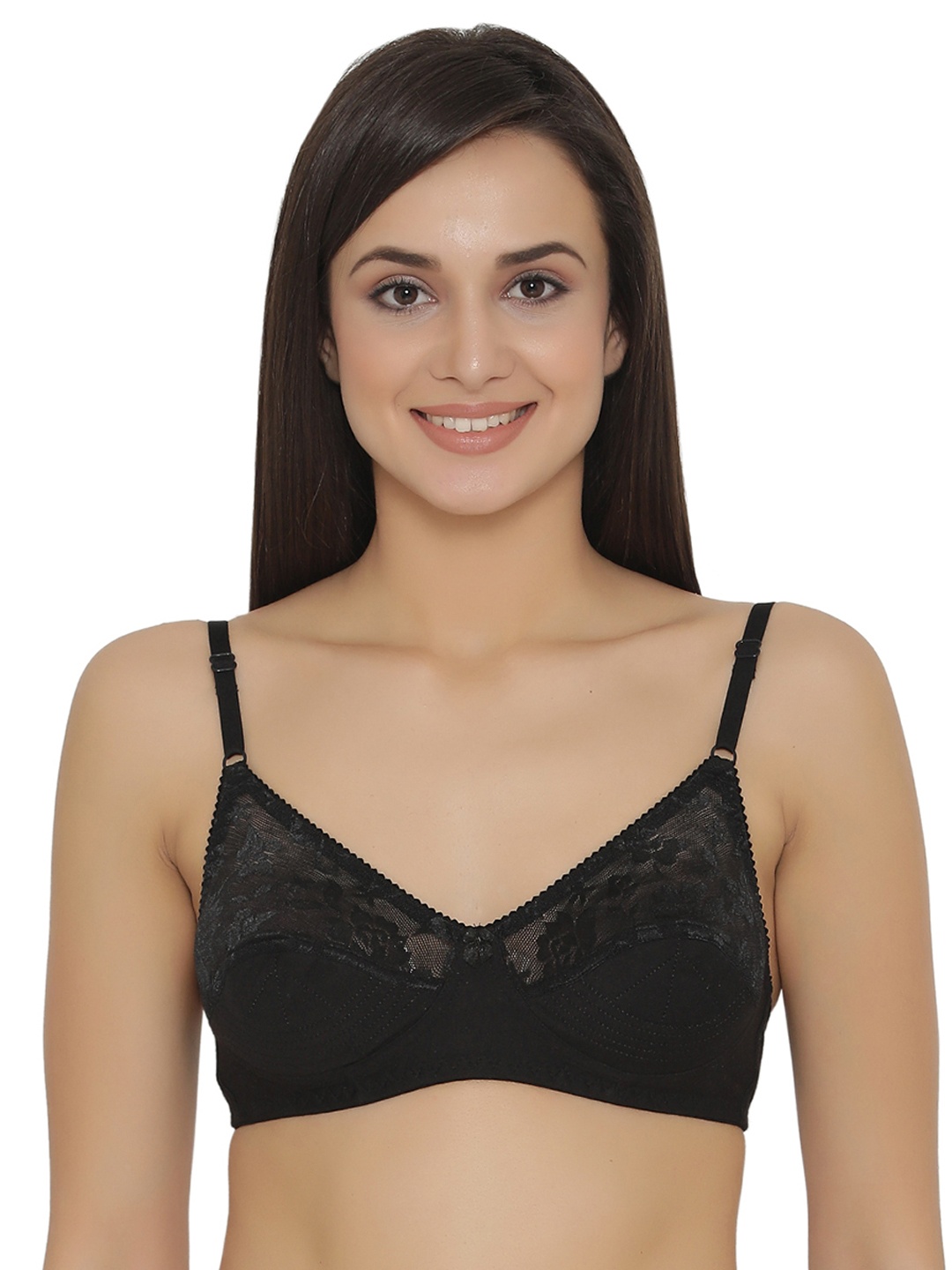 

Clovia Cotton Rich Non-Padded Non-Wired Bra, Black
