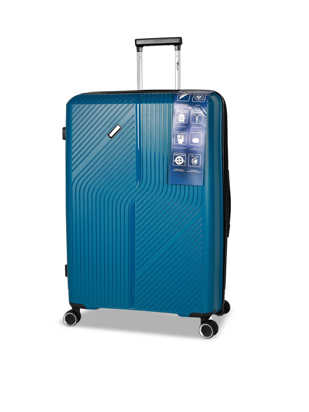 

F Gear Unisex Textured Water Resistant Hard-Sided Medium Trolley Suitcase, Blue