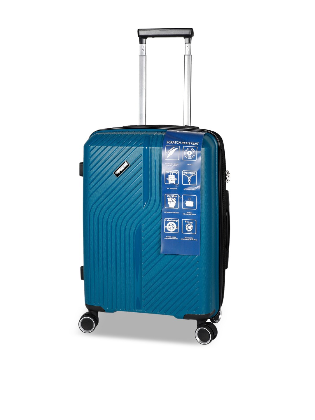 

F Gear Unisex Textured Water Resistant Hard-Sided Cabin Trolley Bag, Blue