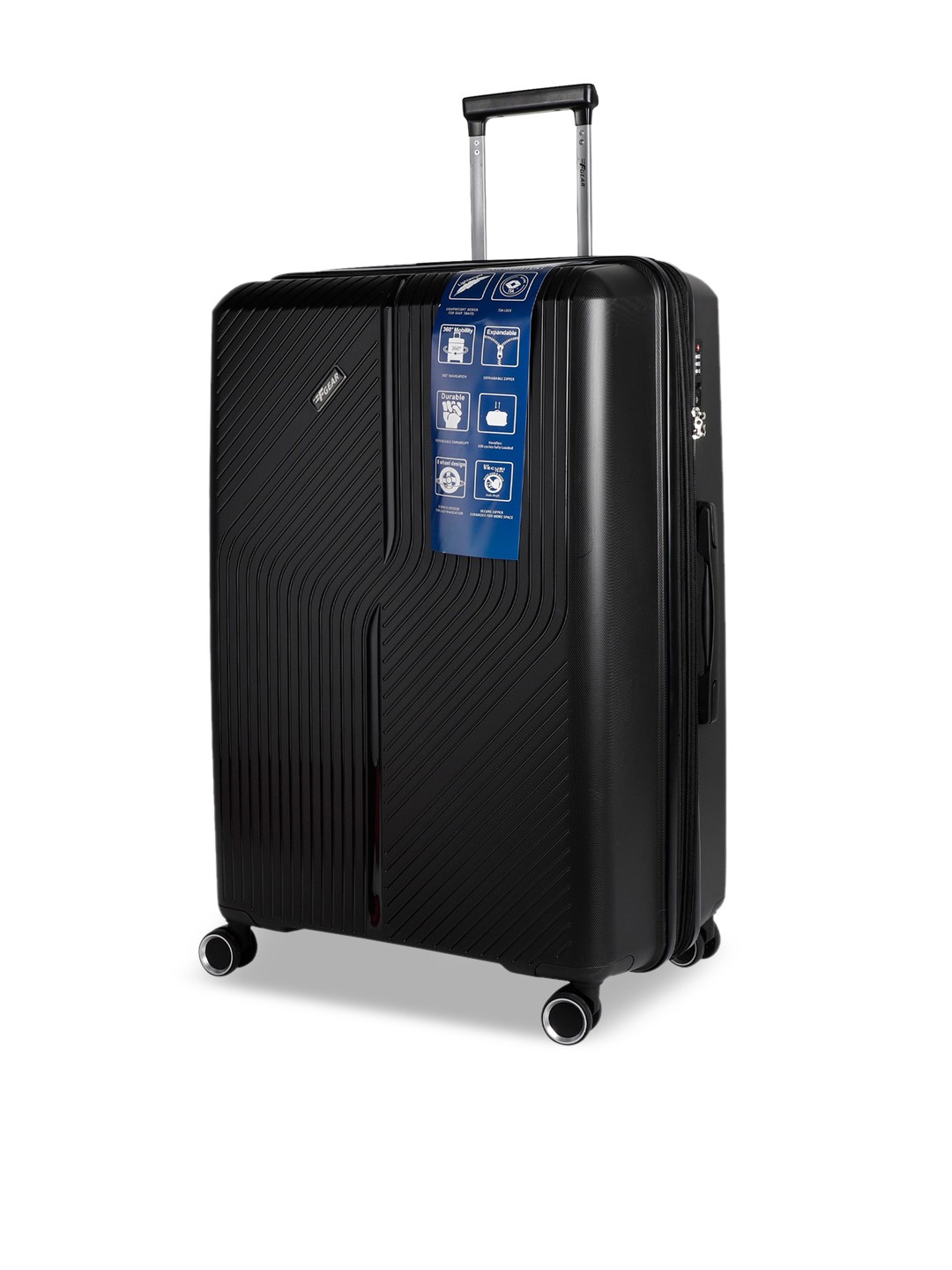 

F Gear Unisex Water Resistant Non-Padded Medium Suitcase Trolley Bag, Black