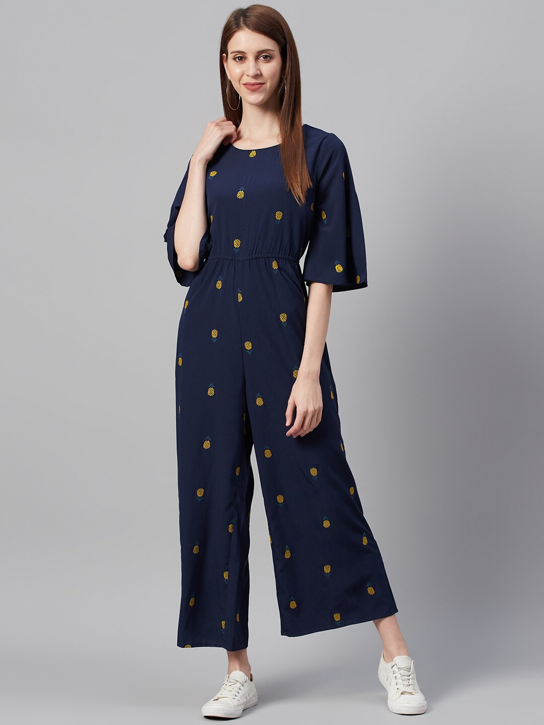 

Juniper Embroidered Basic Jumpsuit, Navy blue