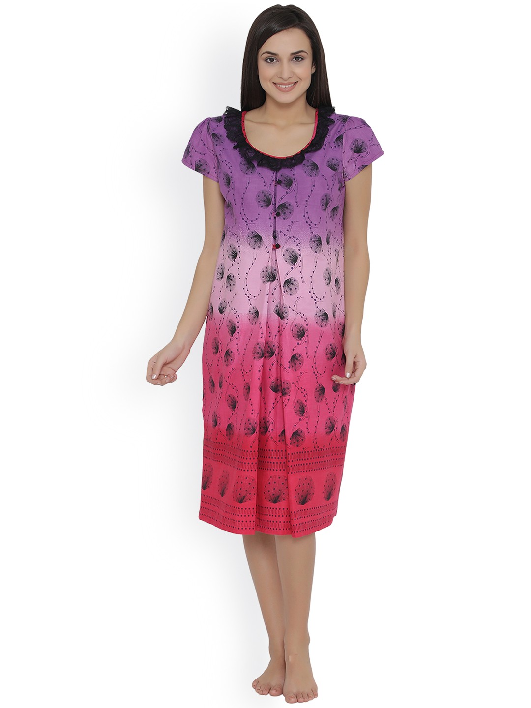 

Clovia Purple Printed Nightdress NS0853P12S