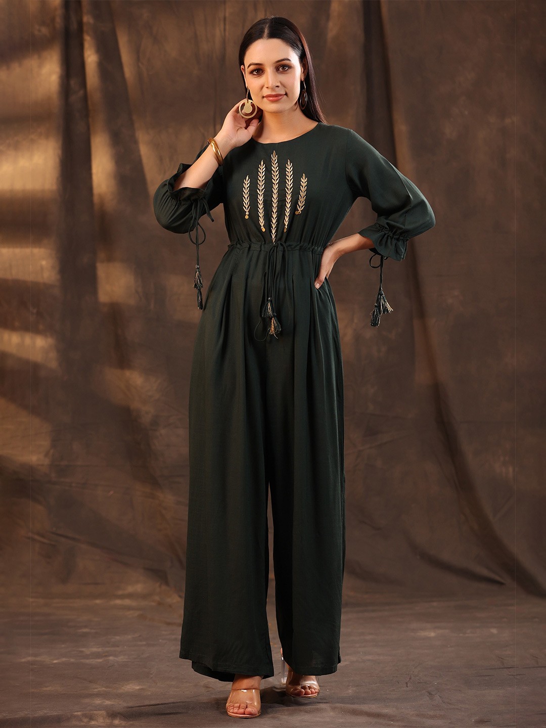 

Juniper Embroidered Basic Jumpsuit, Green