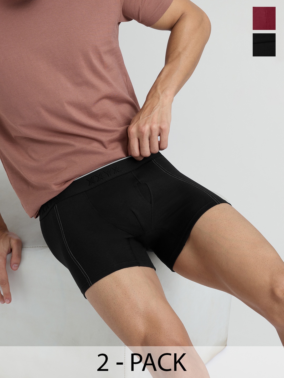 

XYXX Pack Of 2 Crux IntelliFresh Mid-Rise Cotton Trunks XYTRNK2PCKN620, Black