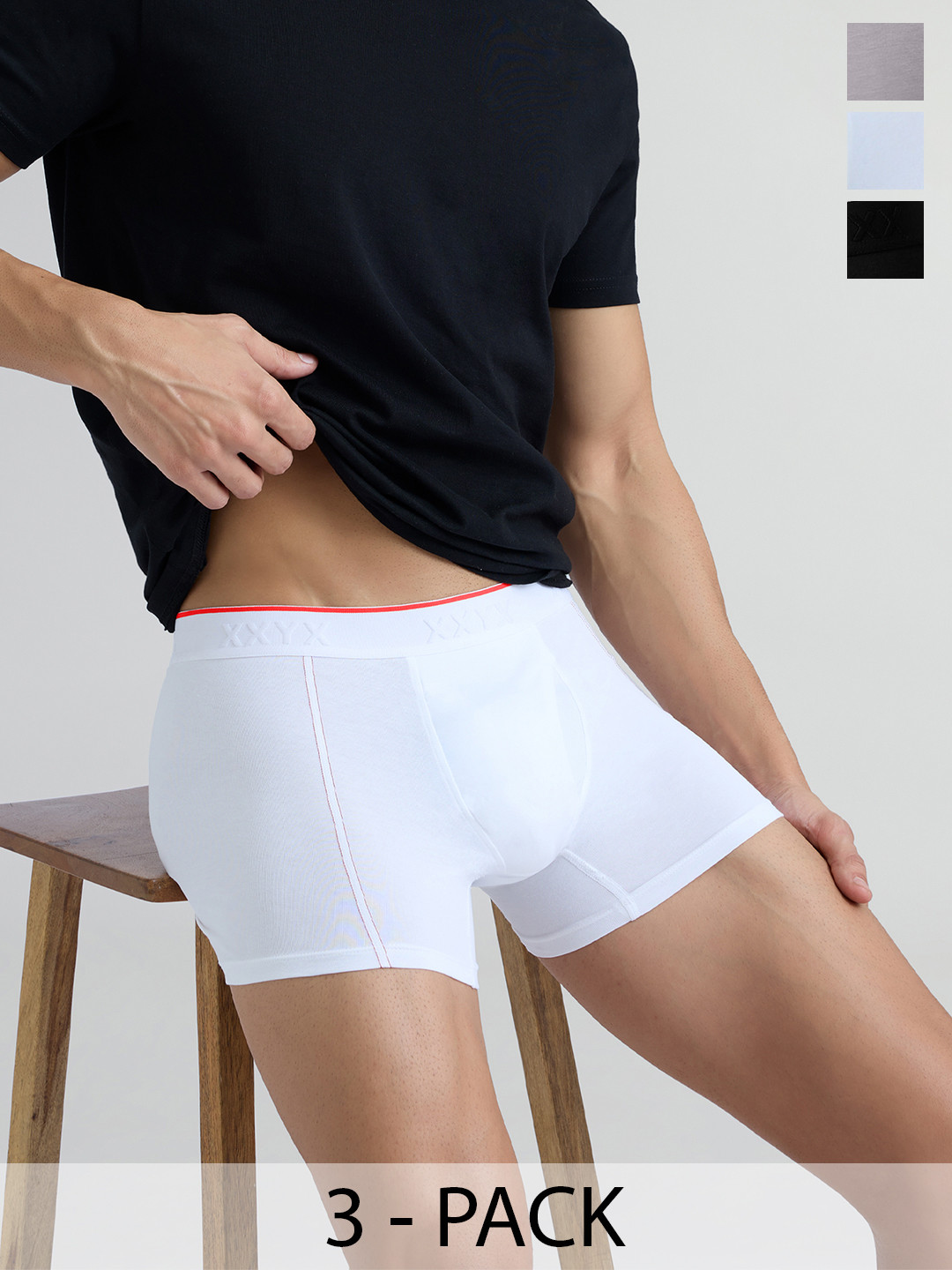 

XYXX Pack Of 3 Crux IntelliFresh Mid-Rise Cotton Trunks XYTRNK3PCKN880, White