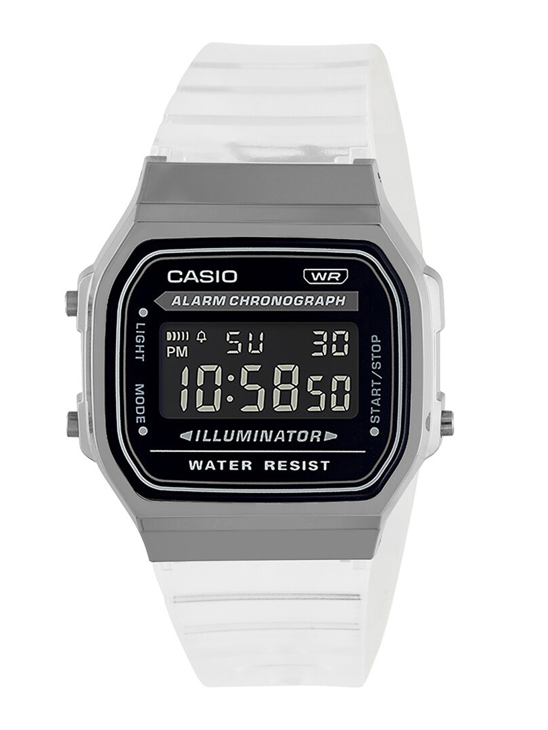 

CASIO Vintage A168XES-1BDF Black Digital Dial Transparent Resin Strap D306