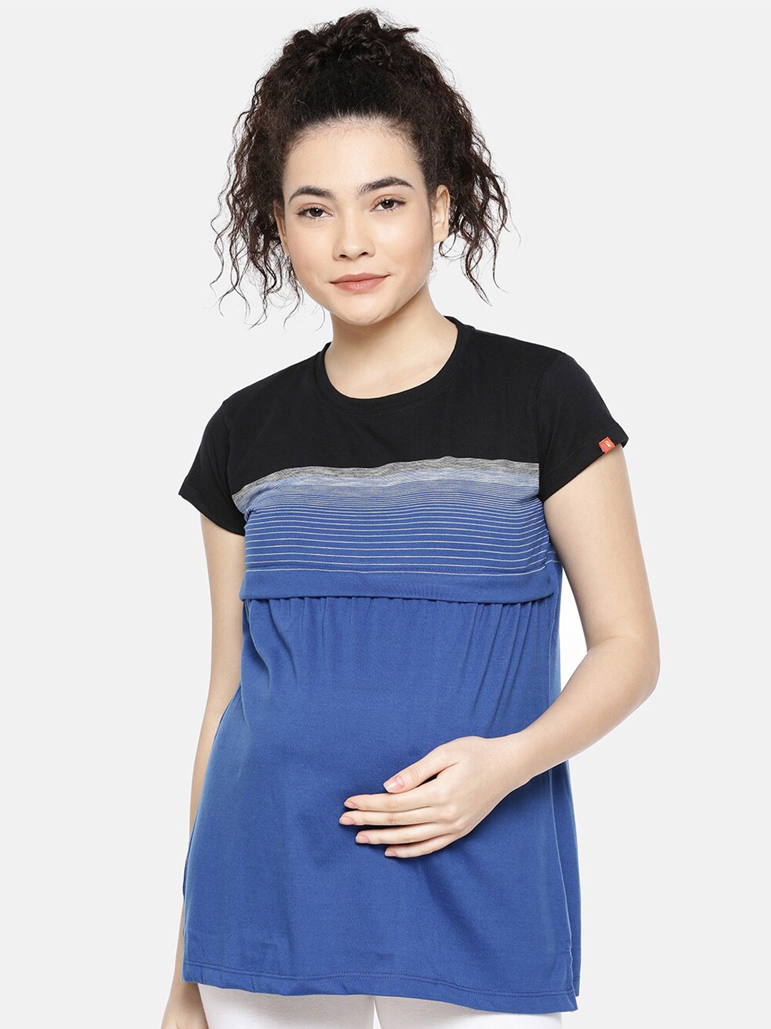 

GOLDSTROMS Colourblock Maternity Nursing Cotton T-Shirt, Black