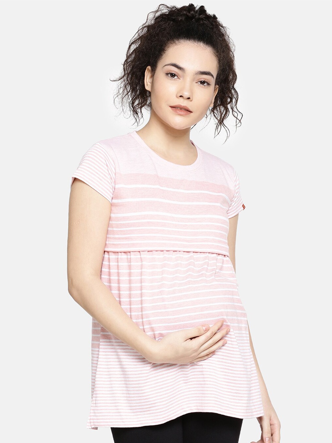 

GOLDSTROMS Striped Cotton Maternity Feeding Top, Pink