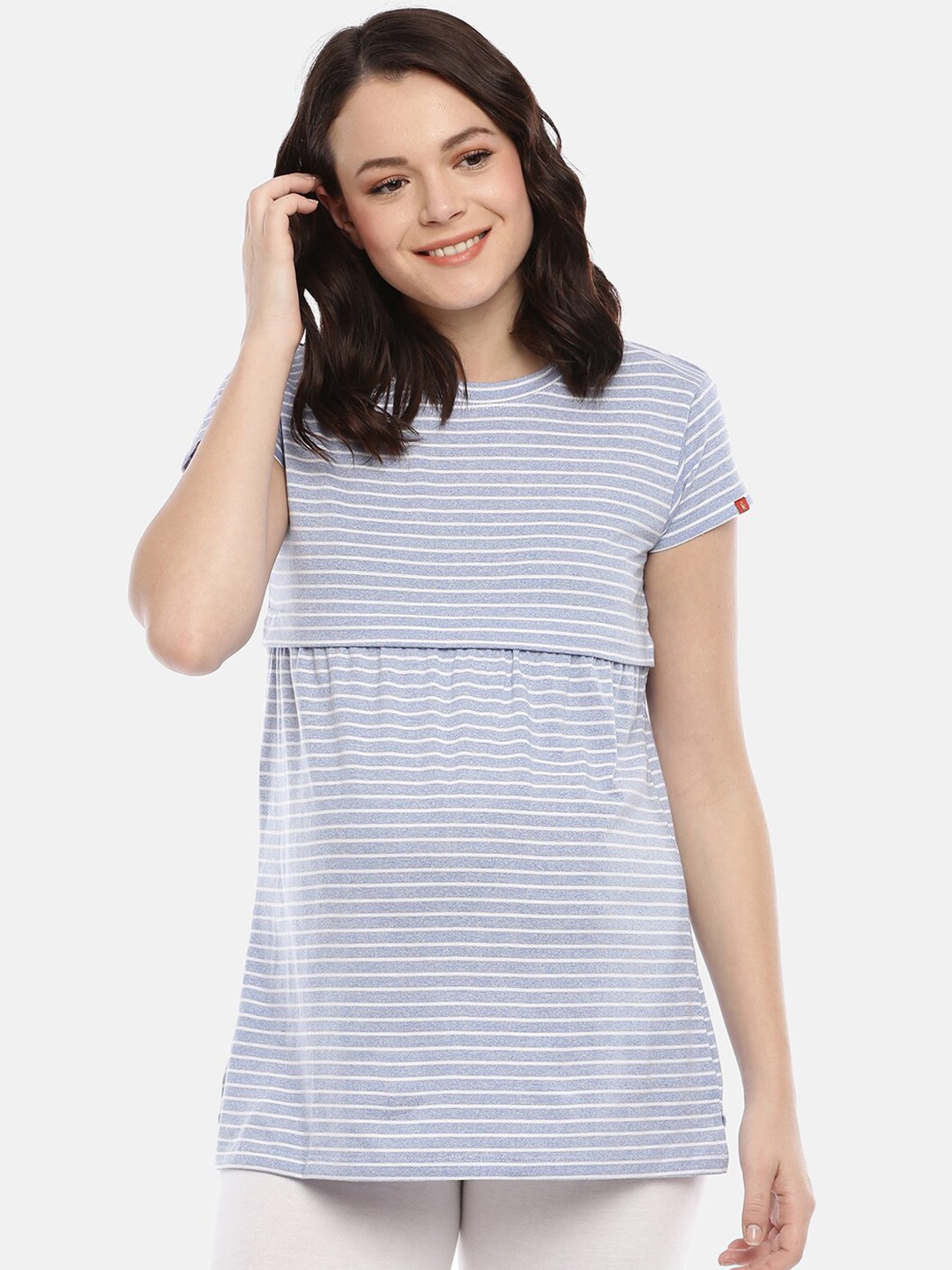 

GOLDSTROMS Striped Feeding Cotton Longline Top, Blue