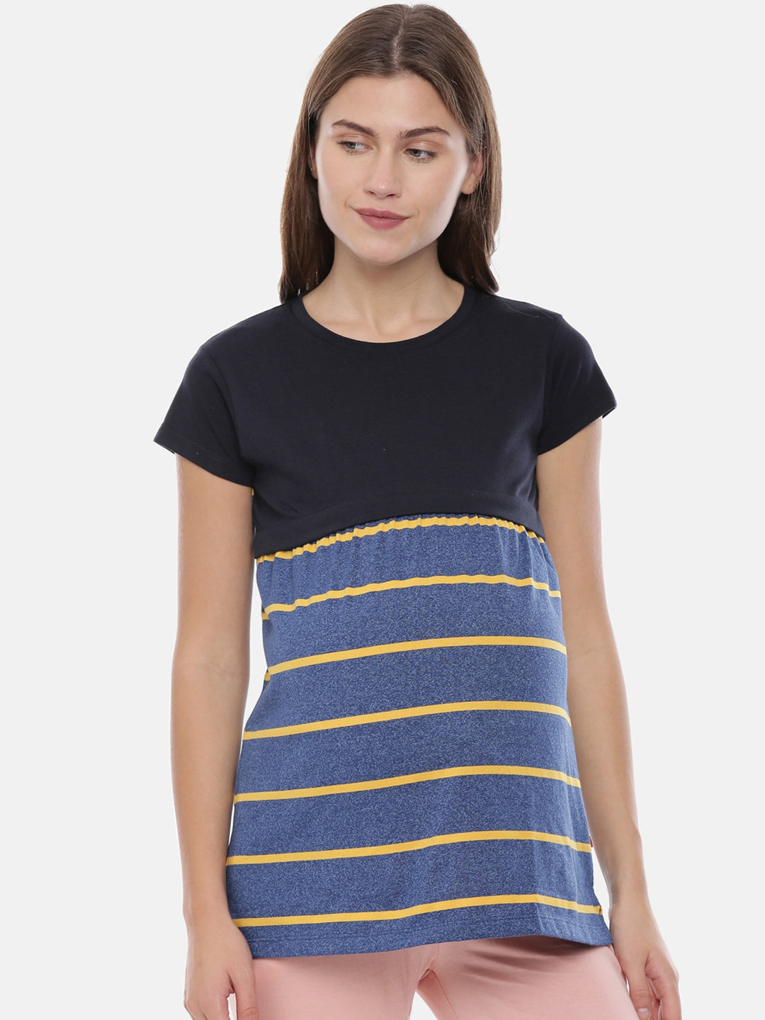 

GOLDSTROMS Striped Cotton Longline Maternity Tshirt, Blue