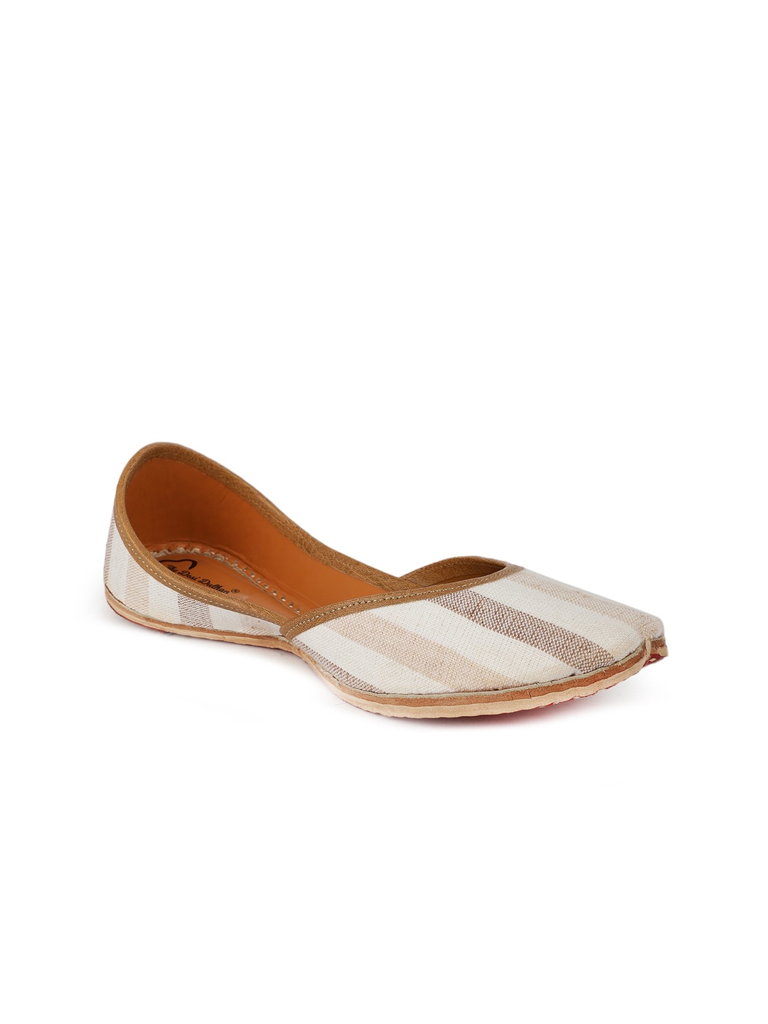 

The Desi Dulhan Striped Ethnic Mojaris, White