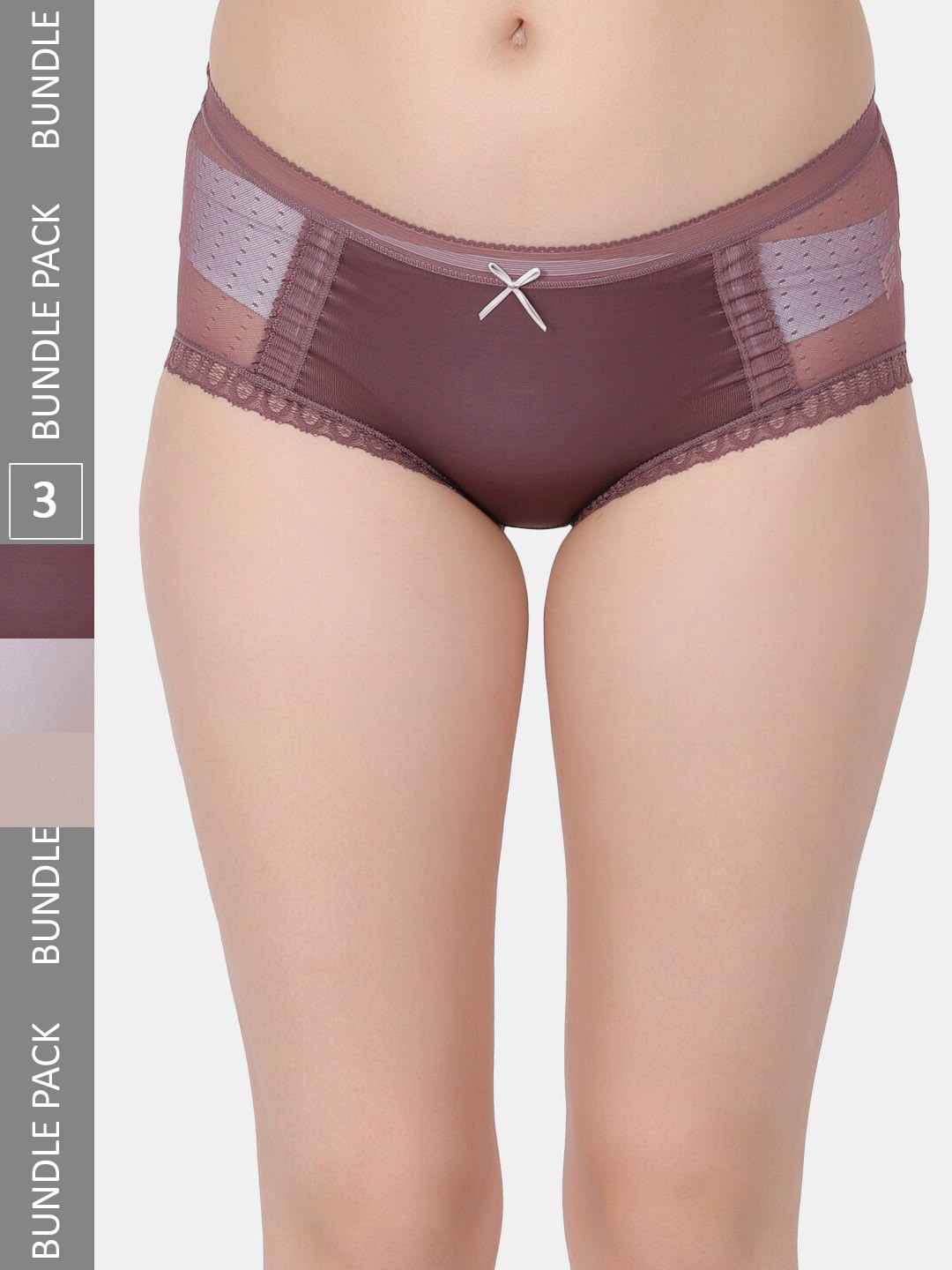 

Amour Secret Pack Of 3 Self-Design Hipster Briefs, Brown