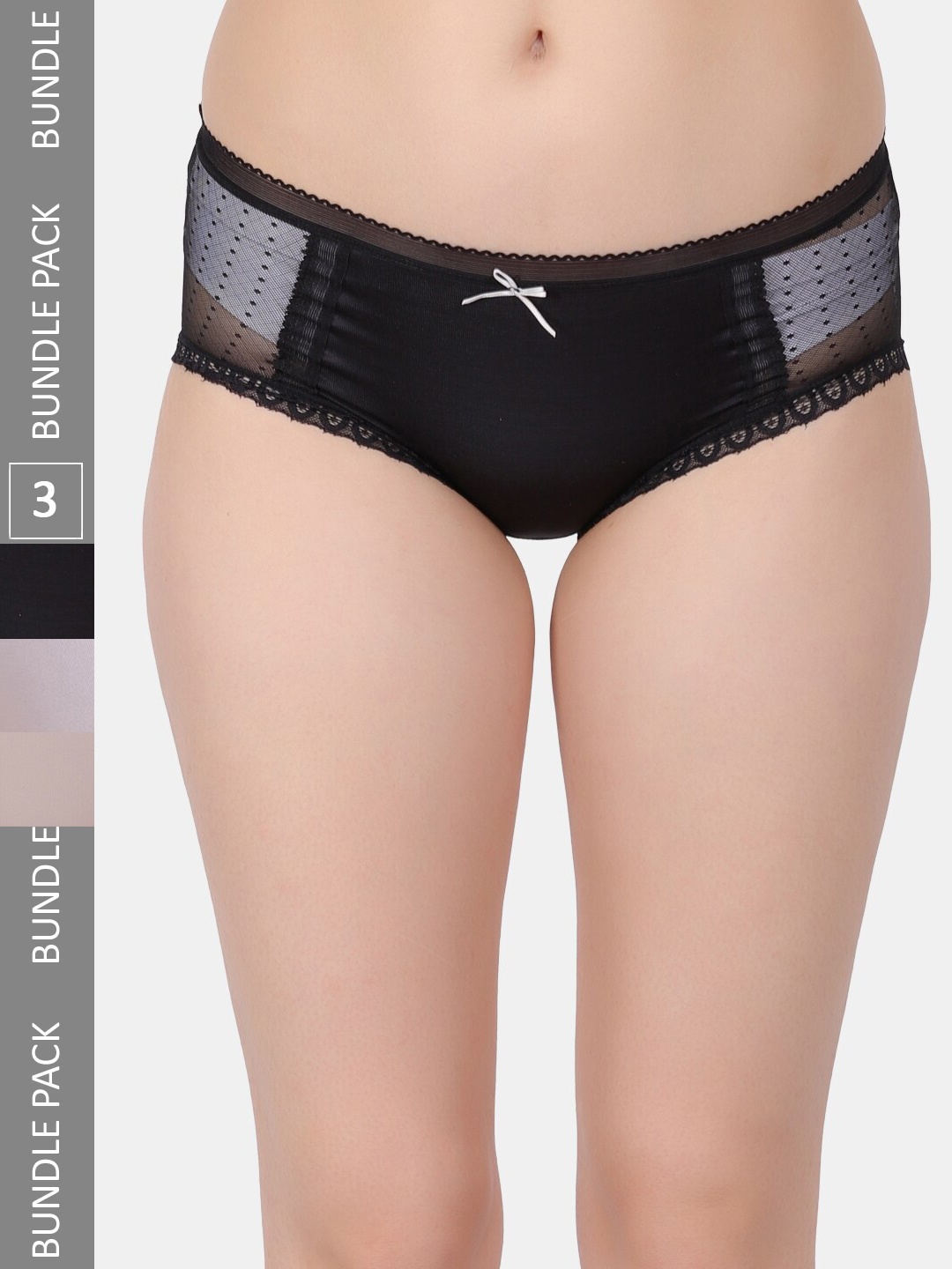 

Amour Secret Pack Of 3 Mid-Rise Hipster Briefs, Black