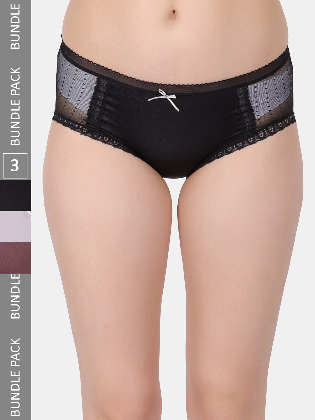 

Amour Secret Pack Of 3 Leak Proof Hipster Briefs, Black