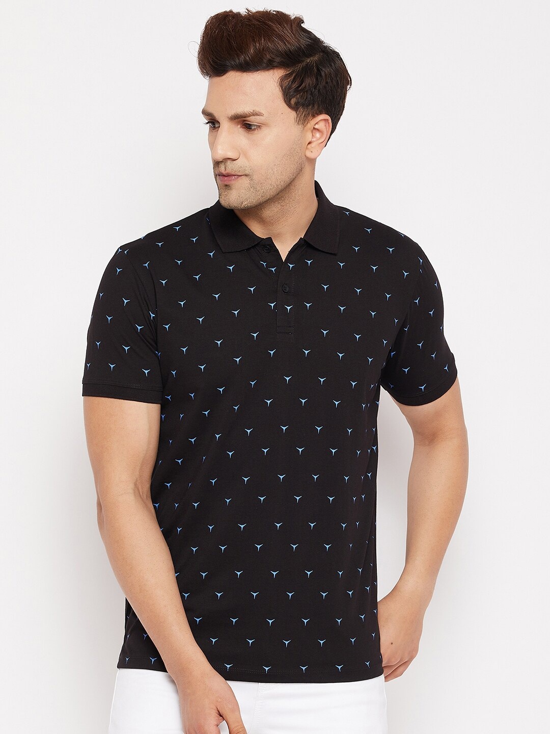 

WILD WEST Conversational Printed Polo Collar T-shirt, Navy blue