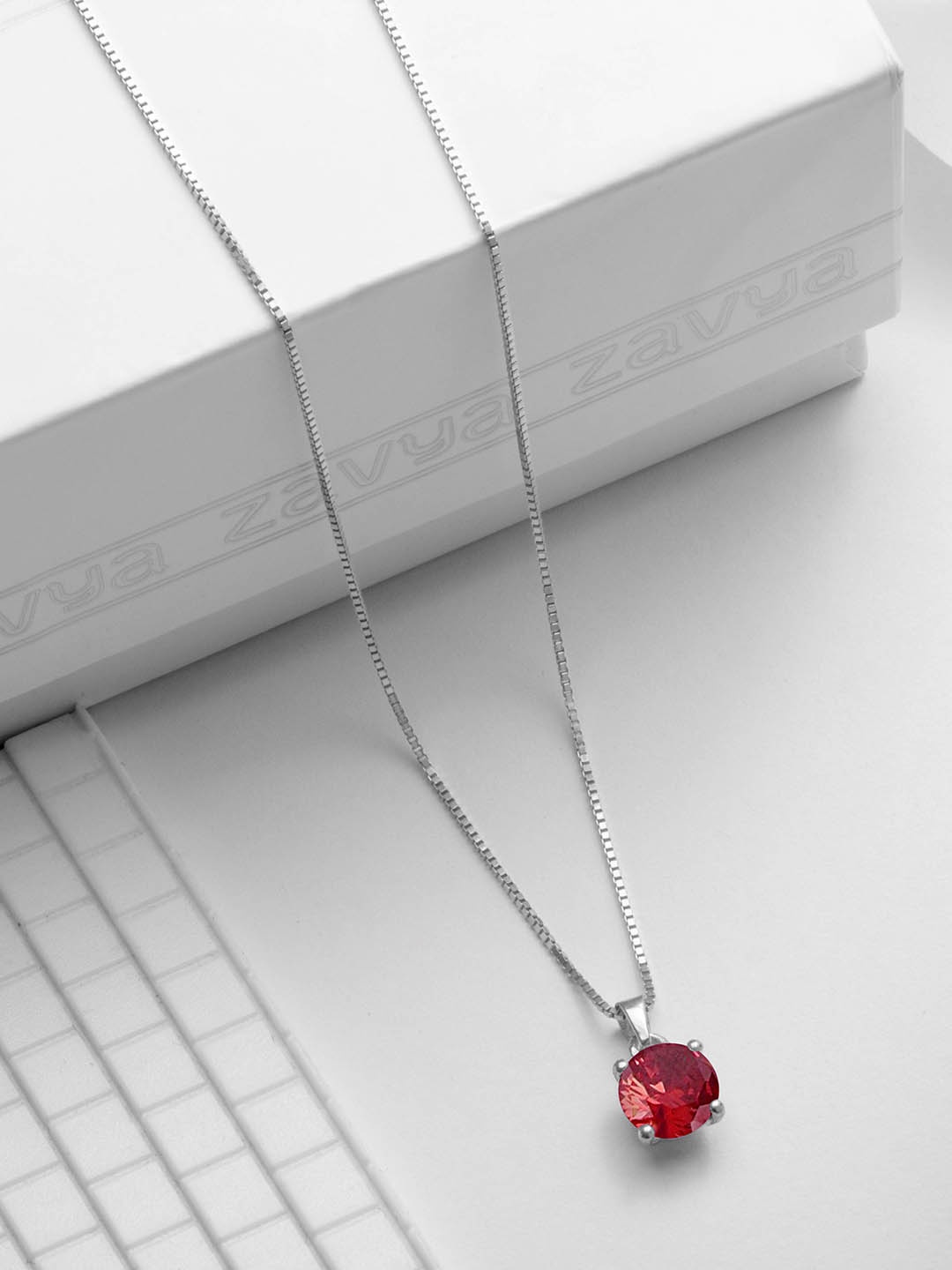 

Zavya Women CZ Studded Sterling Silver Pendant with Chain