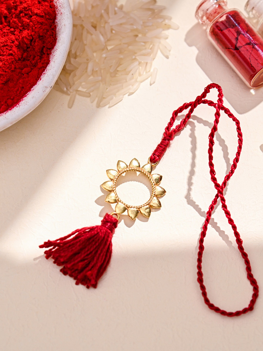 

Zavya 925 Sterling Silver Gold-Plated Lumba Rakhi for Bhabhi