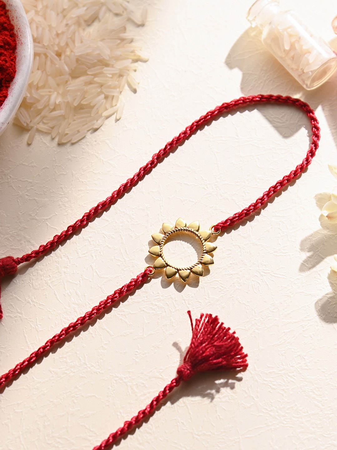 

Zavya 925 Sterling Silver Gold-Plated Sun Thread Rakhi